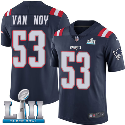 Nike Patriots #53 Kyle Van Noy Navy Blue Super Bowl LII Men's Stitched NFL Limited Rush Jersey
